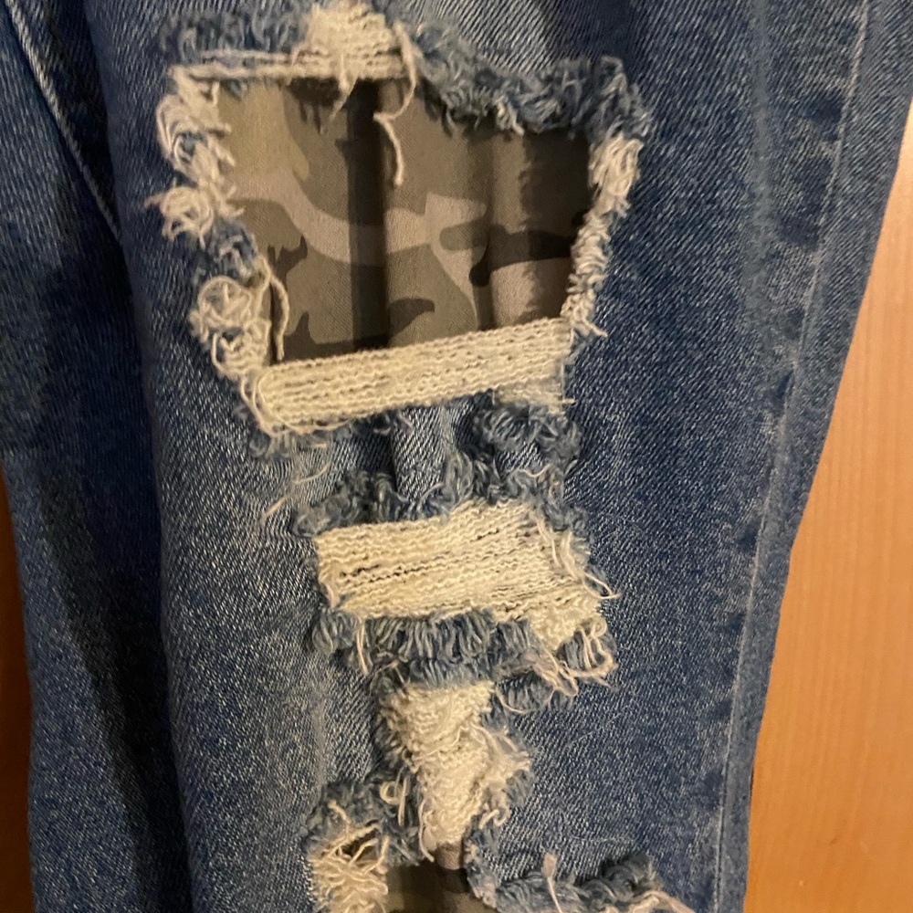 denim and camo jeans